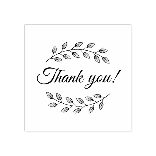 Botanische krans bovenkant dank u rubberstempel (Afrduk)