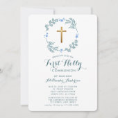 Botanische krans Boy Eerste Heilige Communie Kaart (Voorkant)