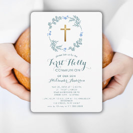 Botanische krans Boy Eerste Heilige Communie Kaart