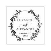 Botanische krans bruid bruidegom namen datum bruil zelfinktende stempel (Design)