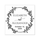 Botanische krans bruid bruidegom namen datum bruil  zelfinktende stempel (Design)