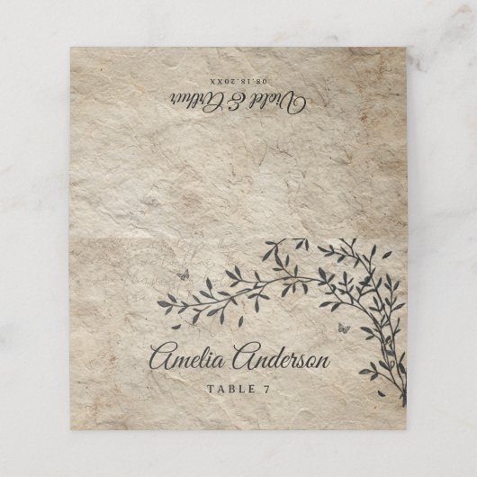  botanische krans bruiloft plaatskaartje (Buitenkant ongevouwen)