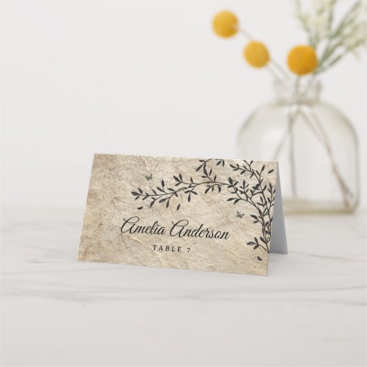  botanische krans bruiloft plaatskaartje (Voorkant)