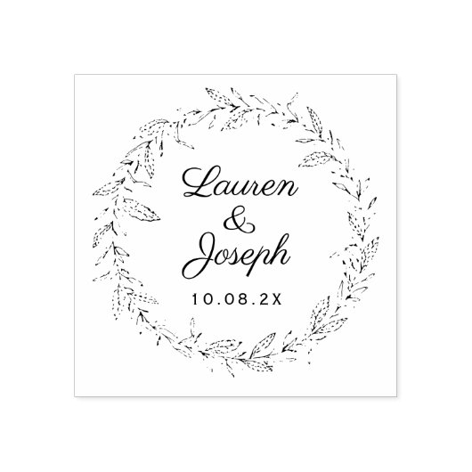 botanische krans bruiloft rubberstempel (Afrduk)