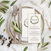 Botanische krans bruiloft waterverf groen menu