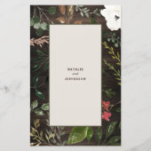 Botanische krans bruiloft waterverf groen menu (Achterkant)