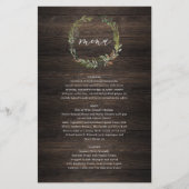 Botanische krans bruiloft waterverf groen menu (Voorkant)