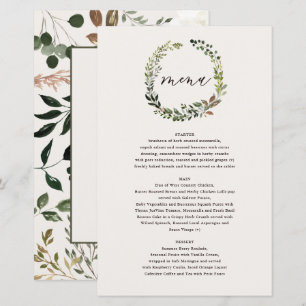 Botanische krans bruiloft waterverf groen menu
