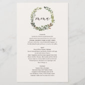 Botanische krans bruiloft waterverf groen menu (Voorkant)