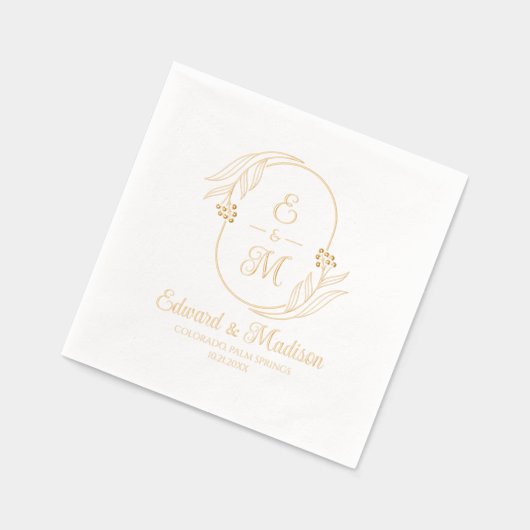 Botanische Krans Custom bruiloft Initialen Folie Servetten (Links)