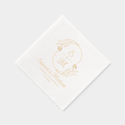 Botanische Krans Custom bruiloft Initialen Folie Servetten (Rechts)