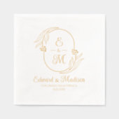 Botanische Krans Custom bruiloft Initialen Folie Servetten (Voorkant)