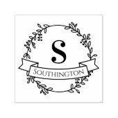 Botanische krans Een Initiaal Bruiloft Banner # 4 Zelfinktende Stempel (Design)