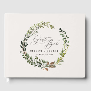 Botanische krans elegante moderne rustieke inricht gastenboek