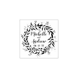 Botanische krans en bessen bruiloft rubberstempel
