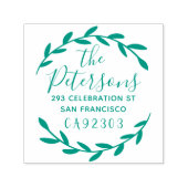 Botanische krans familienaam script retouradres zelfinktende stempel (Design)
