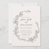 Botanische krans Fine Art Schilderij Olijf Bruilof Kaart (Voorkant)