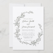 Botanische krans Fine Art Schilderij Olijf Bruilof Kaart (Voorkant)