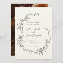 Botanische krans Fine Art Schilderij Olijf Bruilof Save The Date