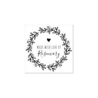 Botanische krans gemaakt met liefde door rubberstempel