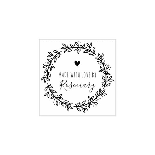 Botanische krans gemaakt met liefde door rubberstempel (Afrduk)