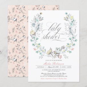 botanische krans   genderneutraal   Baby Shower Kaart
