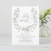 botanische krans | genderneutraal | Baby Shower Kaart (Staand voorkant)