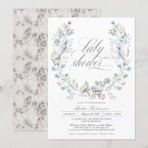 botanische krans   genderneutraal   Baby Shower Kaart