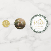 Botanische krans gepersonaliseerd gouden bruilofts confetti (Voorkanten)