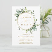 Botanische krans gouden bruiloft wijzig de datum kaart (Staand voorkant)