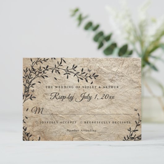  Botanische Krans Huwelijksuitnodiging RSVP Kaart (Staand voorkant)