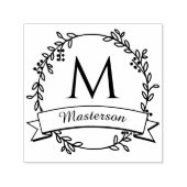Botanische krans Initiaal naam Monogram #2R Zelfinktende Stempel (Design)