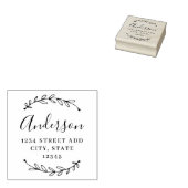 Botanische krans Kalligrafie Familienaam Adres Rubberstempel (Gestempeld)