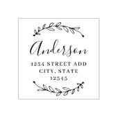 Botanische krans Kalligrafie Familienaam Adres Rubberstempel (Afrduk)