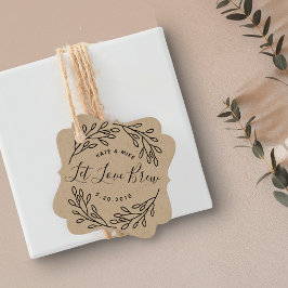 Botanische krans Laat liefde brouwen Trouwkoffie Bedankjes Labels