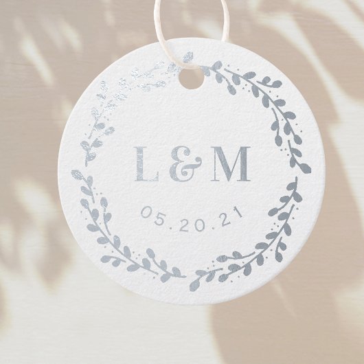Botanische krans monogram bruiloft bedankjes labels