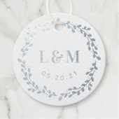 Botanische krans monogram bruiloft bedankjes labels (Voorkant)
