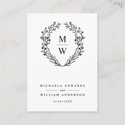 Botanische Krans Monogram Huwelijk RSVP QR Code Informatiekaartje (Achterkant)