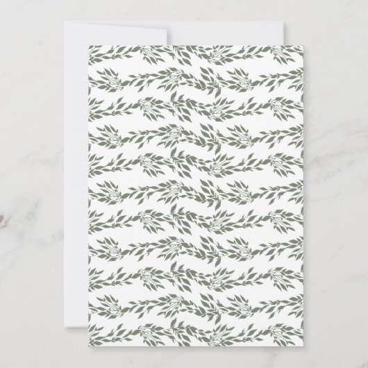 Botanische krans Monogram Sage Groene bruiloft Kaart (Achterkant)