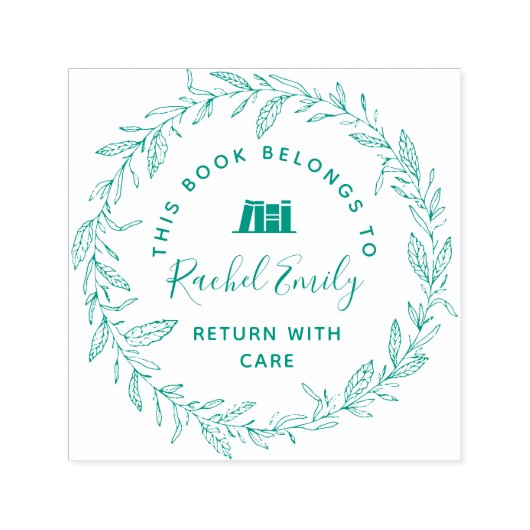 Botanische krans persoonlijke bibliotheek boek ste zelfinktende stempel (Design)