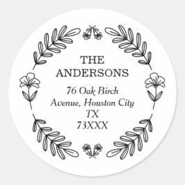 Botanische Krans Retour Adres Sticker