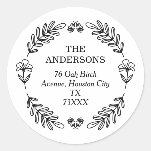 Botanische Krans Retour Adres Sticker (Voorkant)
