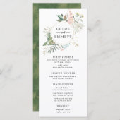 Botanische krans roze bloemengoud bruiloft menu (Voorkant / Achterkant)