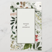 Botanische krans trouw waterverf groen menu (Achterkant)