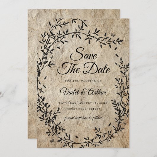  Botanische Krans Trouwen Save The Date Kaart (Voorkant / Achterkant)