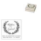 botanische krans | Trouwnamen Retouradres Rubberstempel (Gestempeld)