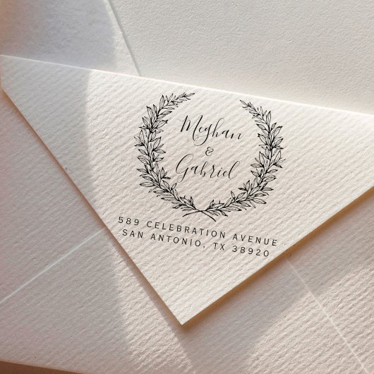 botanische krans | Trouwnamen Retouradres Rubberstempel