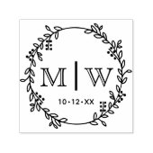 Botanische krans Twee Initiaal Bruiloft Monogram C Zelfinktende Stempel (Design)