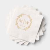 Botanische krans twee initialen trouw monogram folie servetten (Insitu (Gestapeld))
