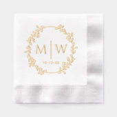 Botanische krans twee initialen trouw monogram folie servetten (Voorkant)